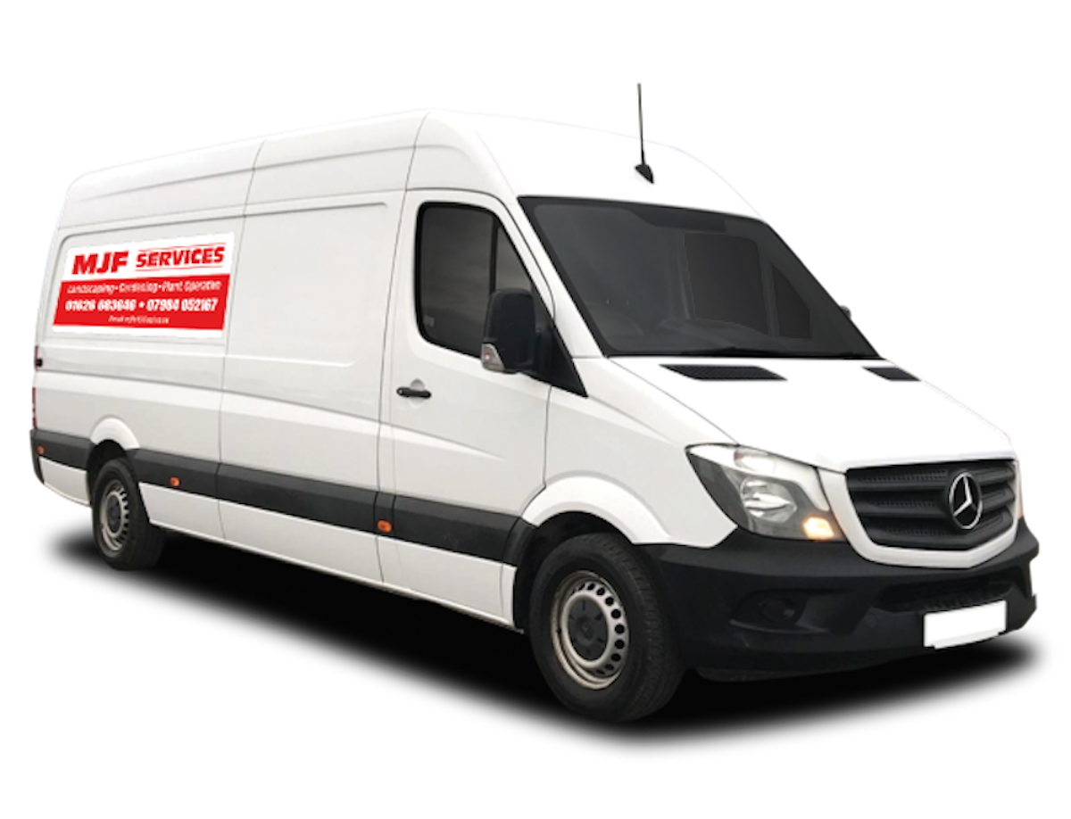 Newton Abbot Magnetic Vans Signs beigng shown on a white panel van